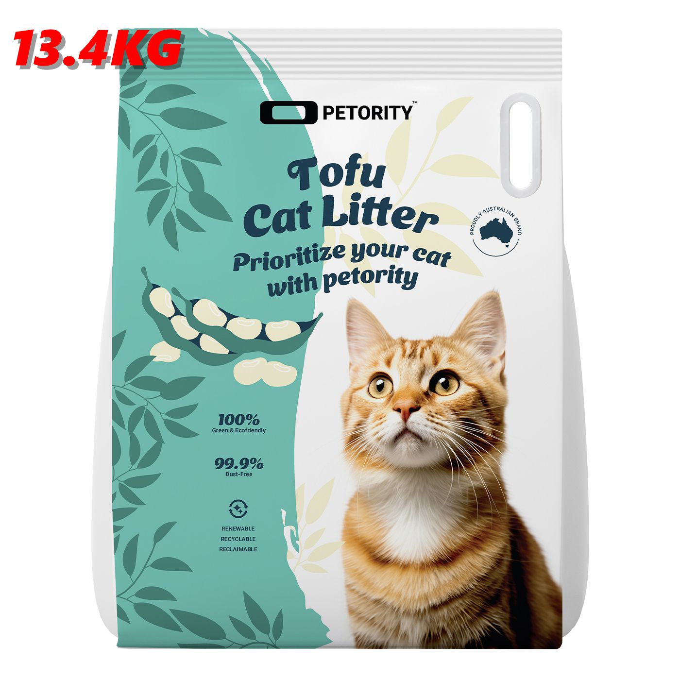 Petority 100% Tofu Cat Litter Clumping, 3KG-13.4KG, Flushable, Ultra Absorbent, Fast Drying, Water Soluble, Dust-Free, 100% Natural, Original Kitten Litter, Easy to Clean