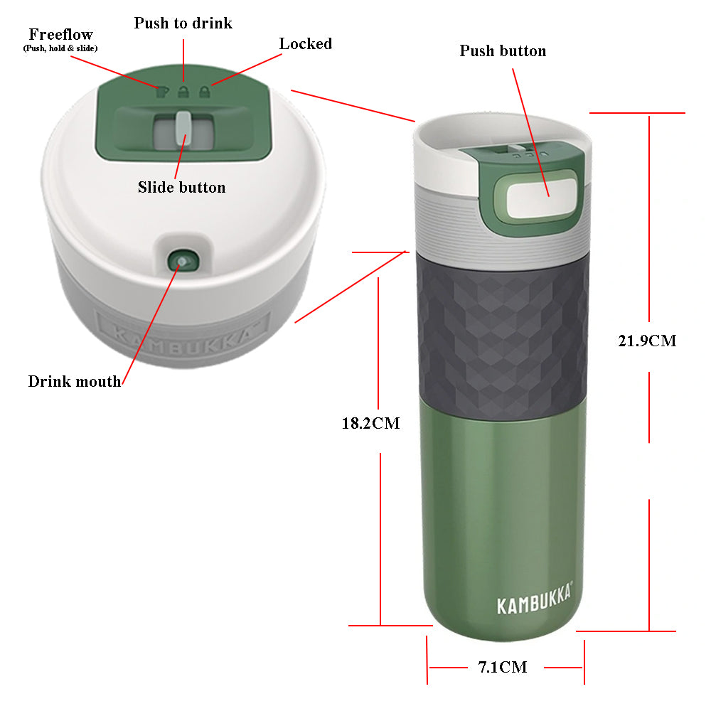 Kambukka Insulated Travel Mug (300 ml) - Leak-Proof Thermos: Snapclean®  Technology - Ideal for hot and Cold Drinks - Non-Slip Bottom - Stainless  Steel - ETNA Pitch Black Model : : Home & Kitchen