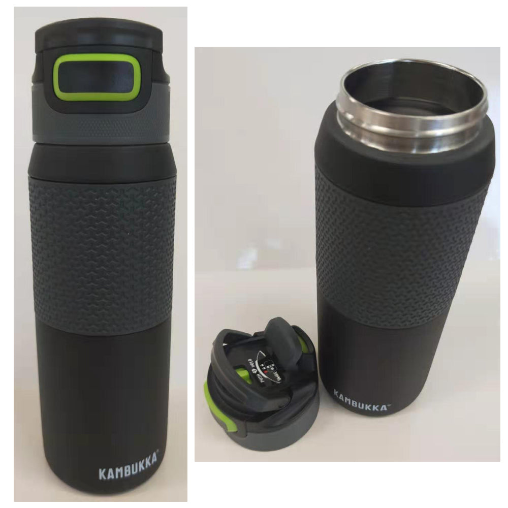  KAMBUKKA Insulated Water Bottle (500 ml) - Waterproof Thermos -  Snapclean® Technology - Ideal for Hot and Cold Drinks - Non-slip Bottom -  Stainless Steel: Home & Kitchen