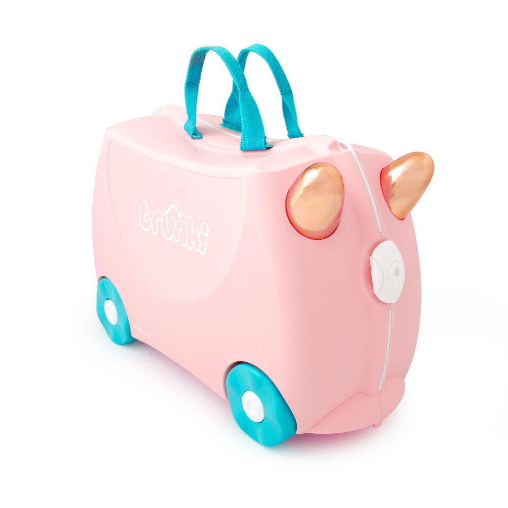 Trunki original innovative Ride On Suitcase for kids age 3+ Flossi Flamingo