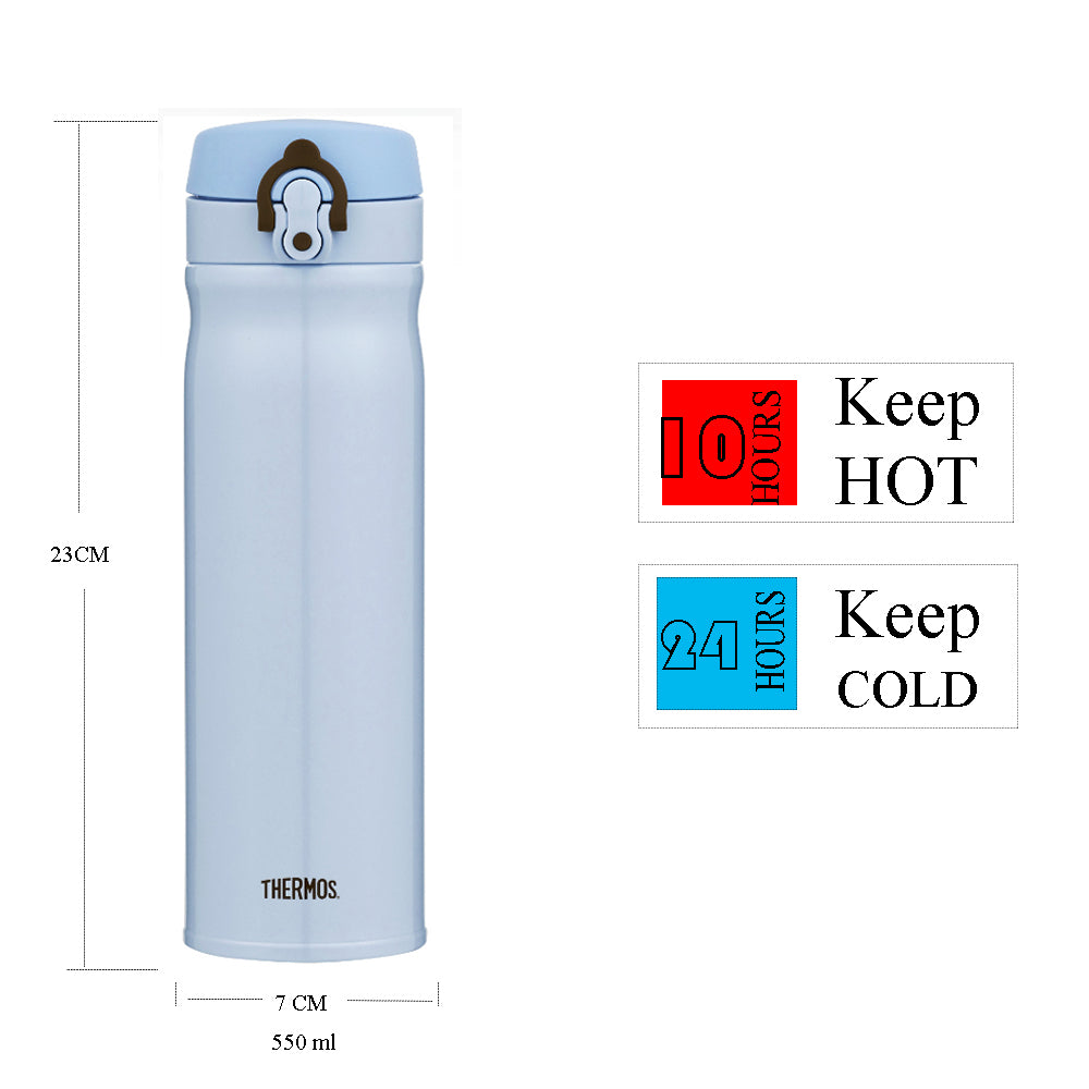 Thermos Direct Drink Bottle 550ml Stainless Steel Vacuum Insulated Flask - Light Blue