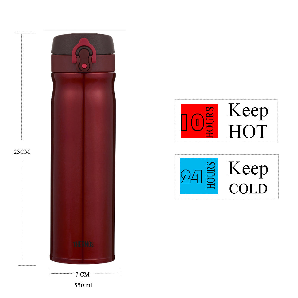 Thermos Direct Drink Bottle 550ml Stainless Steel Vacuum Insulated Flask - Red