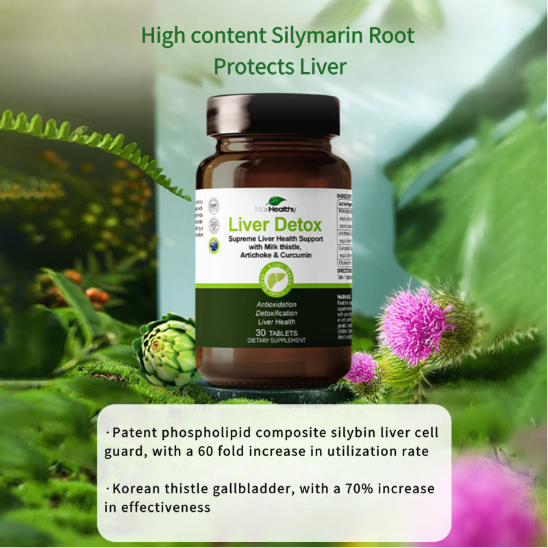 MaxHealthy Liver Support Milk Thistle Support Liver Detoxification 30 Tablets