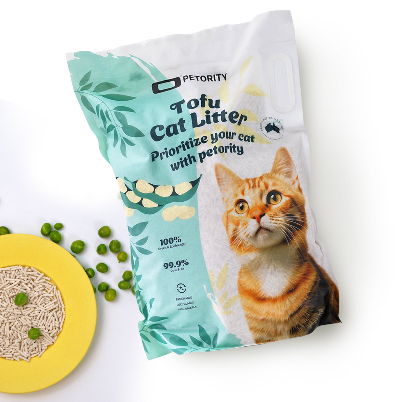 Petority 100% Tofu Cat Litter Clumping, 3KG-13.4KG, Flushable, Ultra Absorbent, Fast Drying, Water Soluble, Dust-Free, 100% Natural, Original Kitten Litter, Easy to Clean