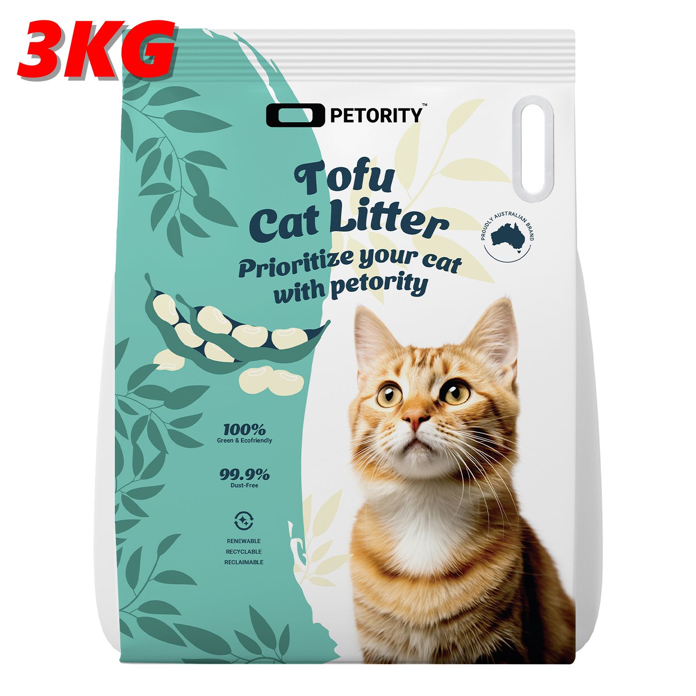 Petority 100% Tofu Cat Litter Clumping, 3KG-13.4KG, Flushable, Ultra Absorbent, Fast Drying, Water Soluble, Dust-Free, 100% Natural, Original Kitten Litter, Easy to Clean