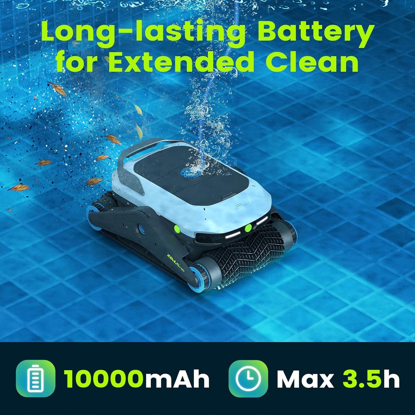 Degrii Zima Pro Cordless Robotic Pool Vacuum Cleaner with Ultrasonic Navigation,Lasts up to 210 Mins,Smart APP Control, 4 Cleaning Modes