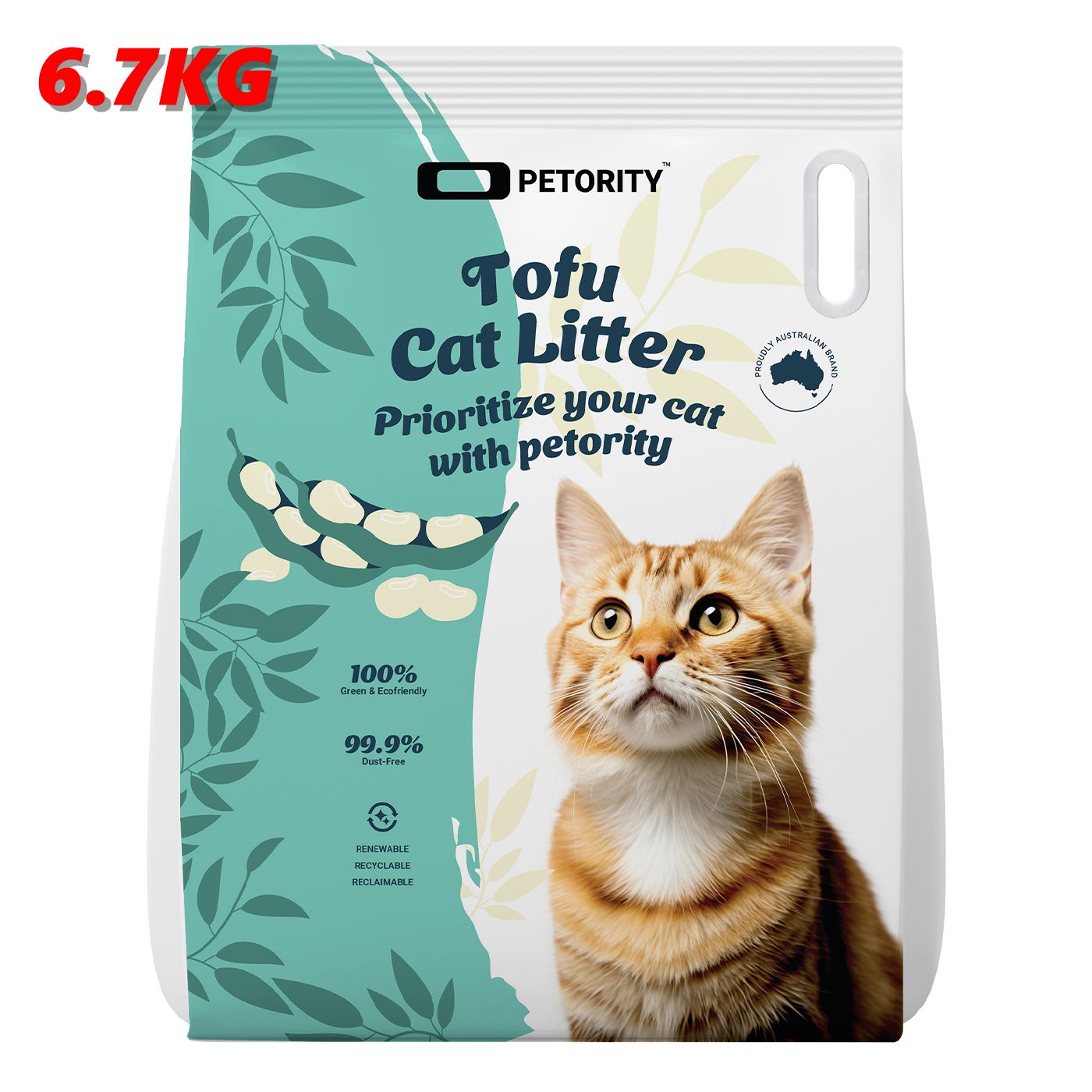 Petority 100% Tofu Cat Litter Clumping, 3KG-13.4KG, Flushable, Ultra Absorbent, Fast Drying, Water Soluble, Dust-Free, 100% Natural, Original Kitten Litter, Easy to Clean