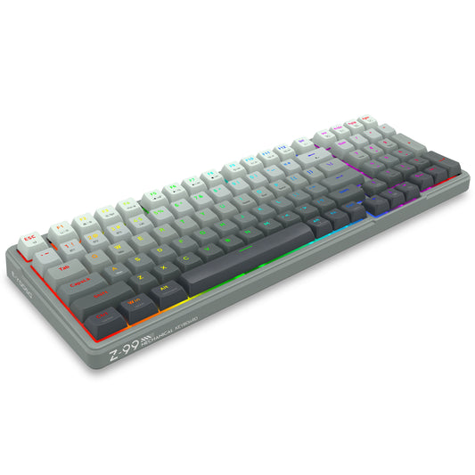 E-Yooso Z-99 Wired Mechanical Keyboard, Creamy Sound, Gray, Hot Swappable Pre-lubed Linear Switches, Gasket Structure with Sound Dampening Foam, RGB Backlit, 99 Keys Custom Gaming Keyboard for PC/Mac