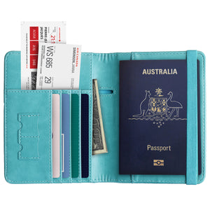 Travel Passport Holder Wallet Holder RFID Blocking ID Card Case Cover Slim PU Leather