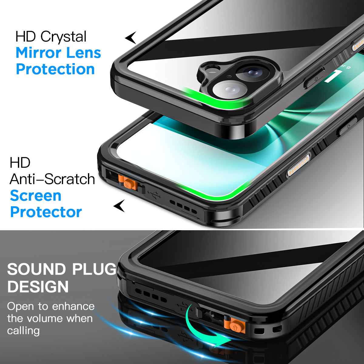 For iPhone 16 Waterproof Case/For iPhone 16 Plus Case Waterproof Shockproof CaseHeavy Duty Full Cover