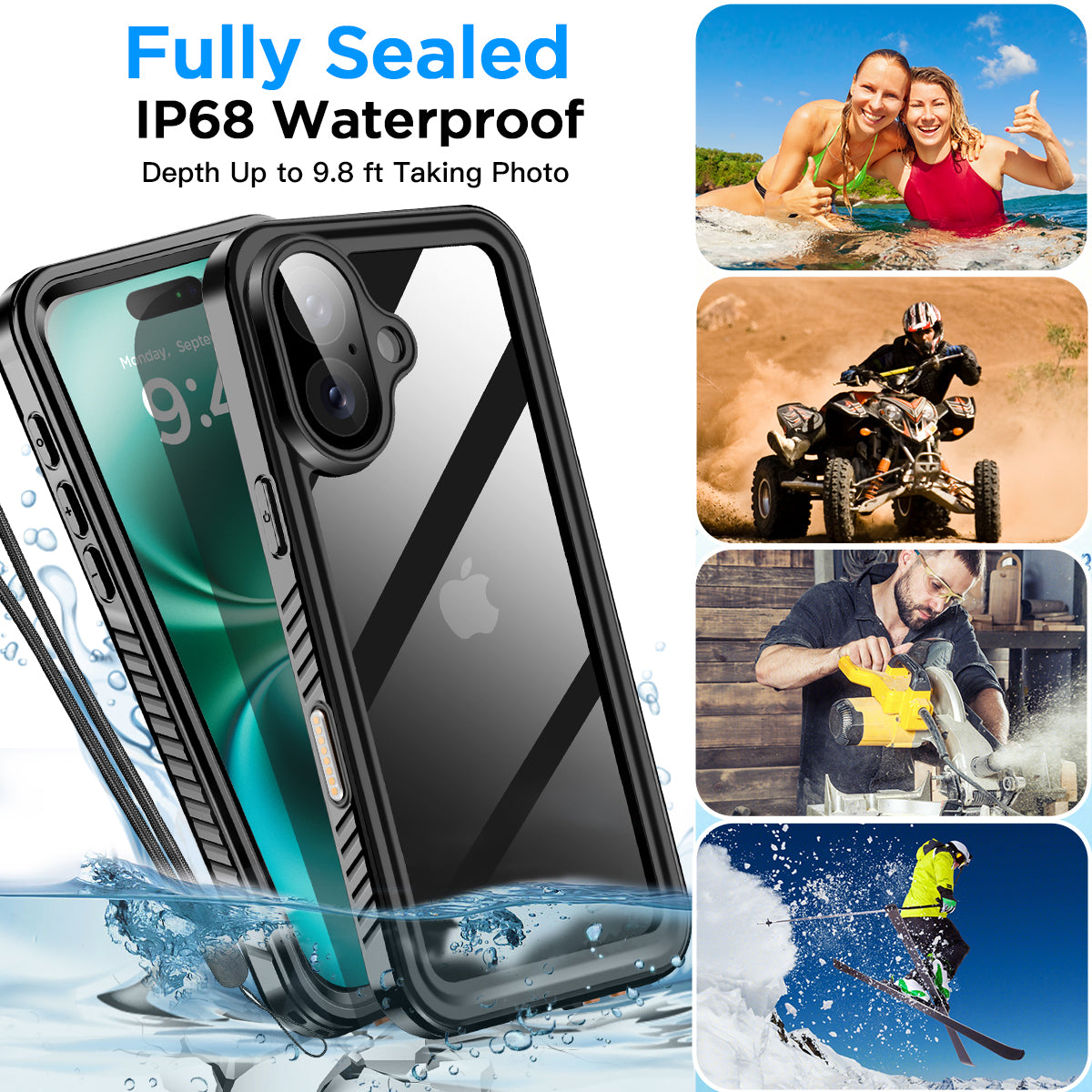 For iPhone 16 Waterproof Case/For iPhone 16 Plus Case Waterproof Shockproof CaseHeavy Duty Full Cover