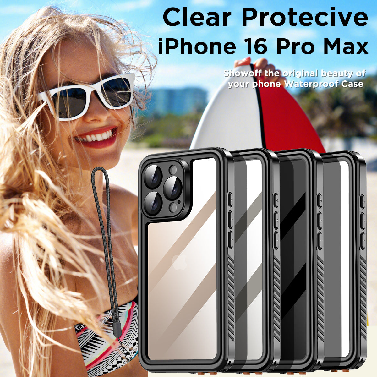 For iPhone 16 Pro Max Case waterproof ,for iPhone 16 Pro Case Waterproof Shockproof Case Waterproof Heavy Duty Full Cover