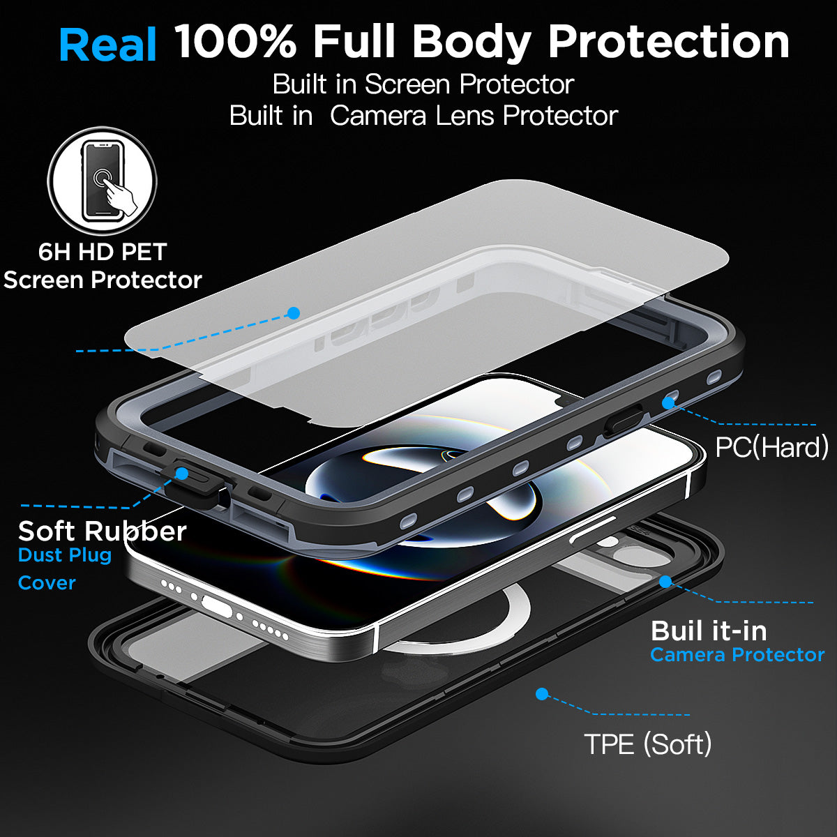iPhone 16e Waterproof Case Shockproof Heavy Duty Military Rugged Cover