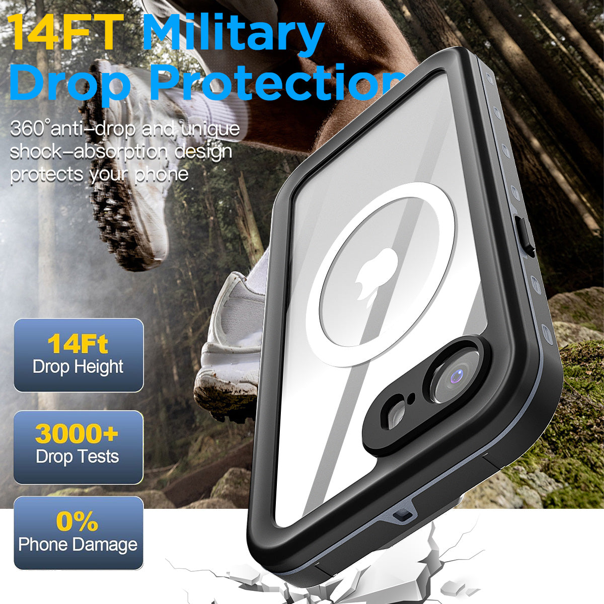 iPhone 16e Waterproof Case Shockproof Heavy Duty Military Rugged Cover