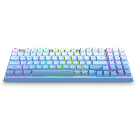 E-YOOSO Z-94J Mechanical Gaming Keyboard, 94 Keys Compact, USB Wired, White Switch, Gradient Blue Design with Number Pad, Type-C Detachable Cable for PC, Computer, Laptop,Gradient Blue Color