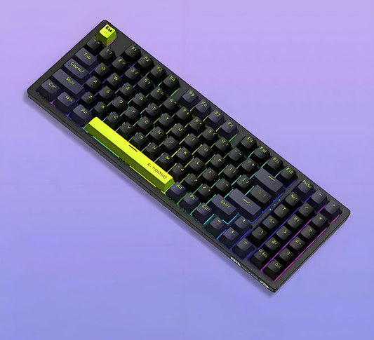 E-Yooso Z-94 Compact Mechanical Gaming Keyboard, 94 Keys, Red Switch, RGB Backlit, USB Wired, Detachable Type-C Cable, Black with Blue Accents for PC and Laptop,Black Blue