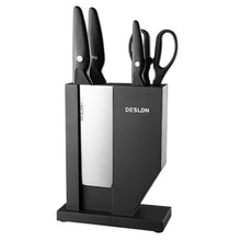 Deslon Lecco Premium 5 pieces Stainless steel knife block set pine wood stand