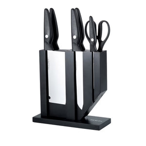 Deslon Lecco Premium 7 pieces Stainless steel knife block set pine wood stand