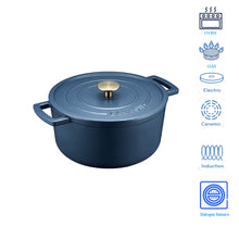 Deslon Blue Enamel Cast Iron Casserole Cooking Stew Deep Pot with Lid 21 CM