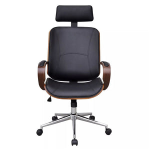 Artificial Leather Office Chair Adjustable Swivel Bentwood with Headrest Armchair