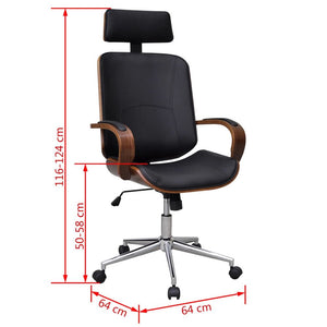 Artificial Leather Office Chair Adjustable Swivel Bentwood with Headrest Armchair