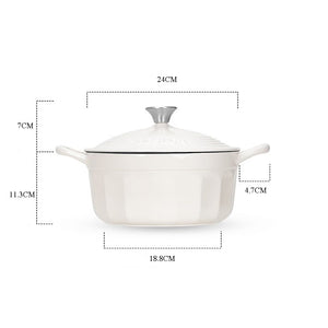 DESLON white Enamel Cast Iron Casserole Cooking Stew Pot 4.2 L 24CM x 18.3CM