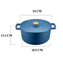 Deslon Blue Enamel Cast Iron Casserole Cooking Stew Deep Pot with Lid 24 CM