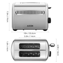 Aicok 2 Slice Automatic Toaster Stainless Steel Extra Wide Slots 950W