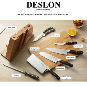 Deslon German technics Kitchen Knife block set of 8 Stainless steel knife