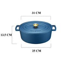 Deslon Blue Enamel Cast Iron Casserole Cooking Stew Deep Pot with Lid 31 CM