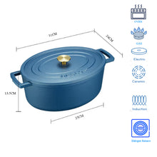 Deslon Blue Enamel Cast Iron Casserole Cooking Stew Deep Pot with Lid 31 CM