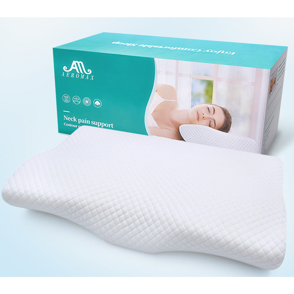 Aeromax Memory Foam Pillow Neck Support Pillows Contour Rebound Pain R –  LowerPriceXpert