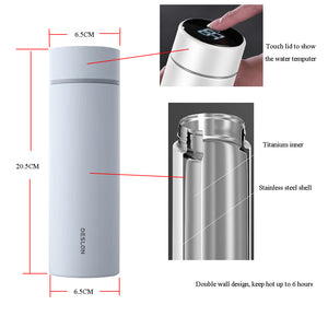 Deslon Titanium Travel Mug 420ml with Tempture reading lid Keep hot up to 12 hours