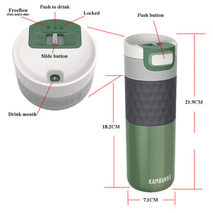 Kambukka Etna Grip 3 in 1 Snapclean Premium Stainless Steel Travel Mug 500ml Seagreen