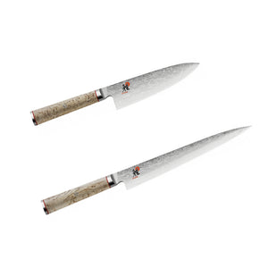 Miyabi Birchwood sashmi master Japanese knife set Sujihiki and