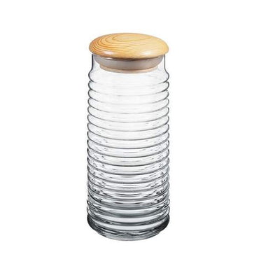 New pasabahce babylon glass canister with wood lid 1500ml