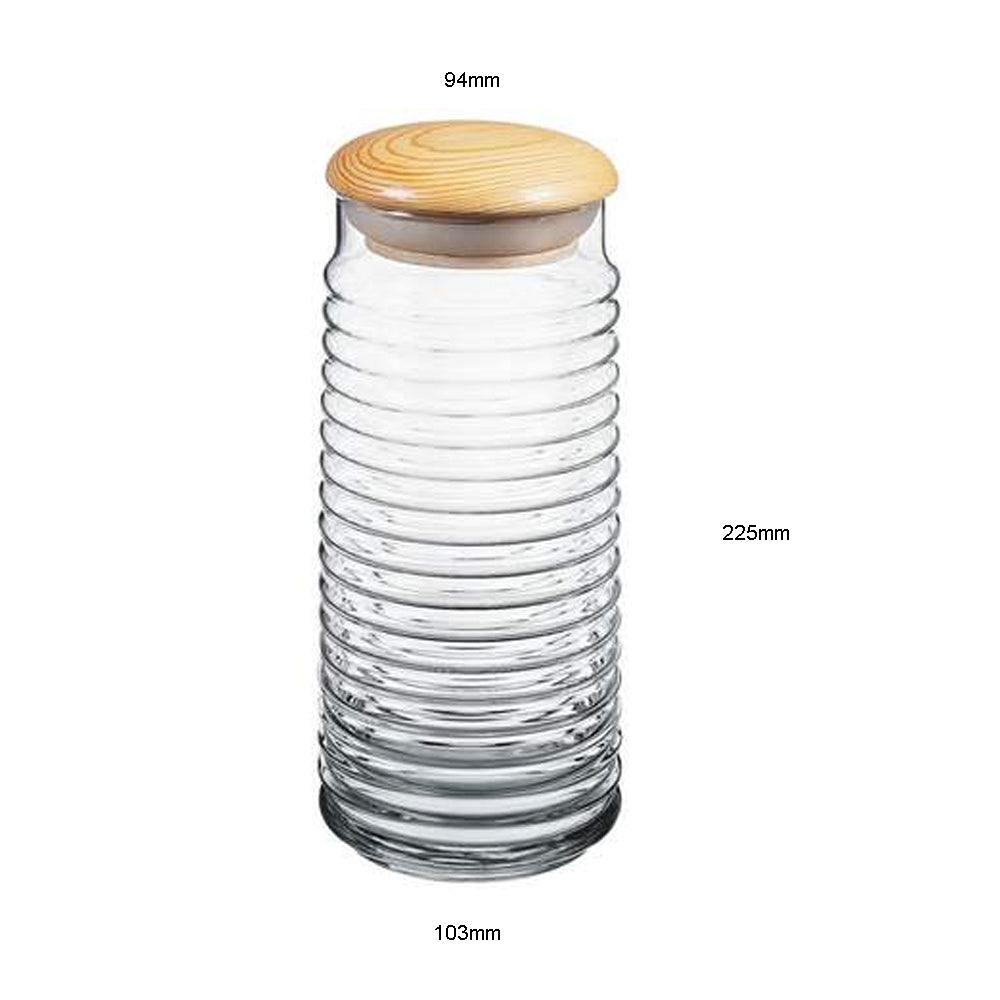 New pasabahce babylon glass canister with wood lid 1500ml