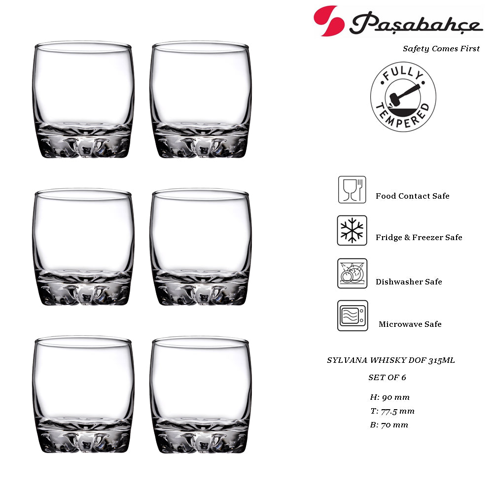 New Syvana DOF 315ml tempered glasses Whisky Cup Set of 6 Pasabahce