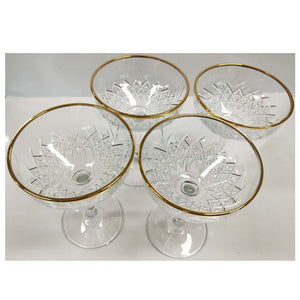 Pasabahce Timeless Champagne Saucer with Gold Rim 255ml Set of 4