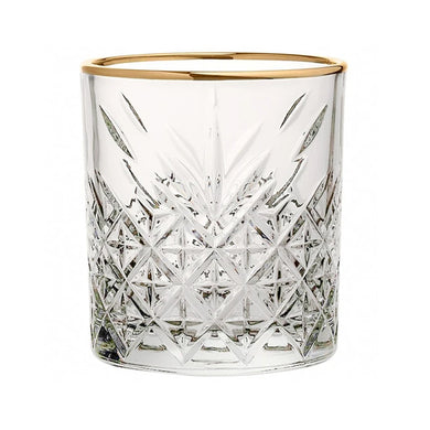 NEW Pasabahce Timeless DOF Whisky Tumbler with Gold Rim 345 ml Set of 4