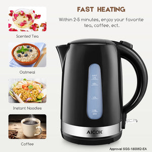 Electric Light-Weight Jug Kettle Fast Boil 1.7L 2200W Auto Shut-Off