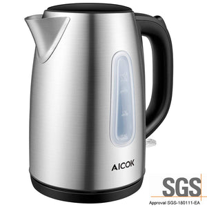 Electric Stainless Kettle Fast Boil 1.7L 2200W Auto Shut-Off Boil-Dry Protection